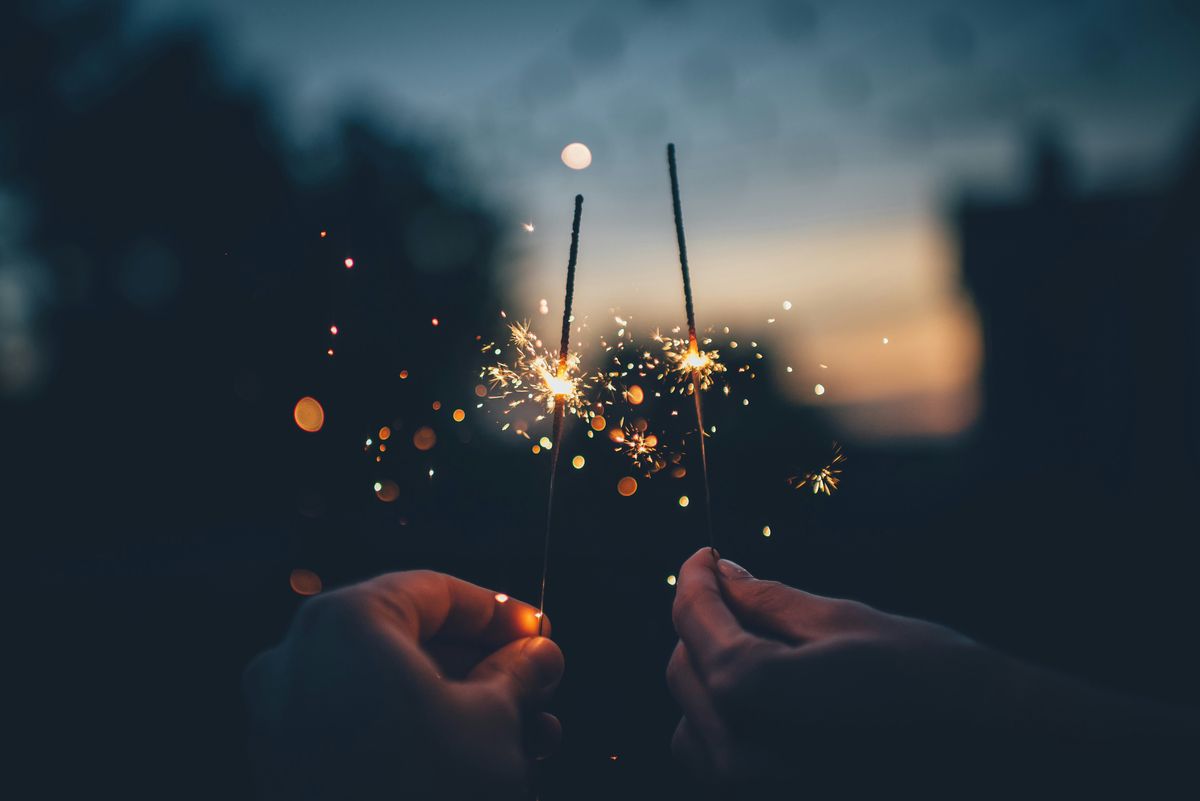Sparklers lit at dusk to celebrate a January 1 start date